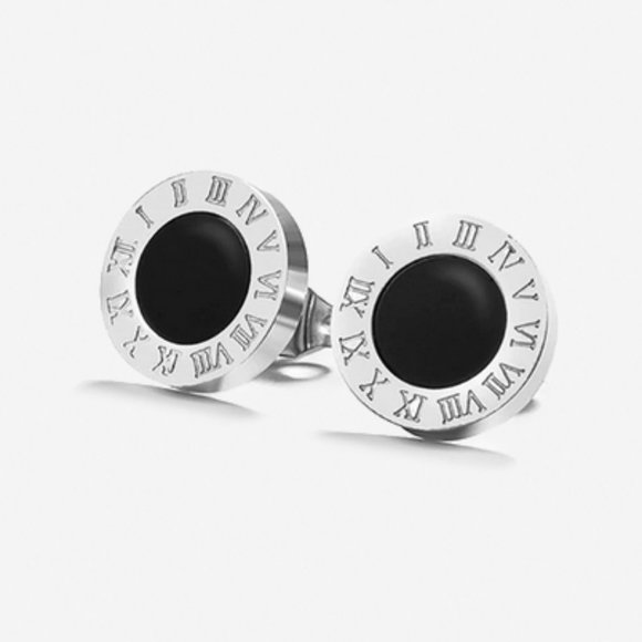 Jewelry - Roman Numeral Stainless Steel Silver Stud Earrings